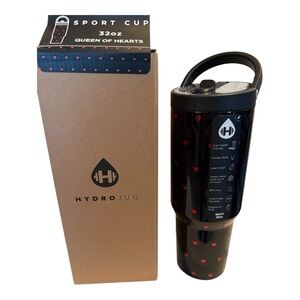 Hydrojug Queen of Hearts 32oz Sport Bottle Leakproof Travel Valentines Day NWT